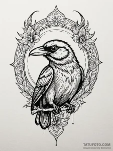 Crimson raven with burning eyes, ink illustra... - эскиз тату (№1751686419_0, 05.07.2025 03:33) — Tatufoto.com