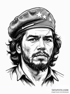 Che guevara, ink illustration for tattoo, aes... - эскиз тату (№1751686503_0, 05.07.2025 03:35) — Tatufoto.com
