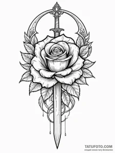 Rose dagger beneath spectral arch, artistic t... - эскиз тату (№1751686759_0, 05.07.2025 03:39) — Tatufoto.com