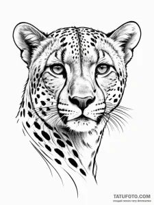 Cheetah, tattoo line art, on a clean white pa... - эскиз тату (№1751686844_0, 05.07.2025 03:40) — Tatufoto.com