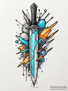 Opal knife splitting spectral thread, concept... - эскиз тату (№1751686928_0, 05.07.2025 03:42) — Tatufoto.com