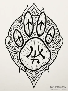 Leopard paw etched with runes, artistic tatto... - эскиз тату (№1751687097_0, 05.07.2025 03:44) — Tatufoto.com
