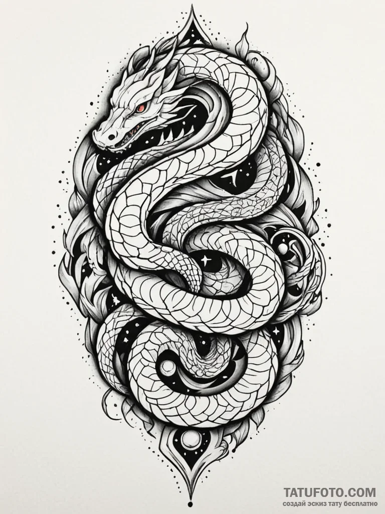 Night serpent beneath celestial rift, tattoo... - эскиз тату (№1751688458_0, 05.07.2025 04:07) — Tatufoto.com