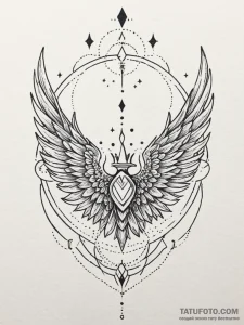 Twilight wings crowned in stars, concept art... - эскиз тату (№1751688628_0, 05.07.2025 04:10) — Tatufoto.com