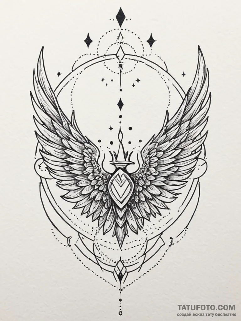 Twilight wings crowned in stars, concept art… — эскиз тату (№1751688628_0, 05.07.2025 04:10) — Tatufoto.com