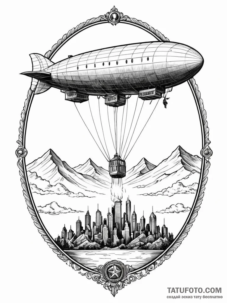Zeppelin, majestic and pioneering, concept ar... - эскиз тату (№1751688973_0, 05.07.2025 04:16) — Tatufoto.com