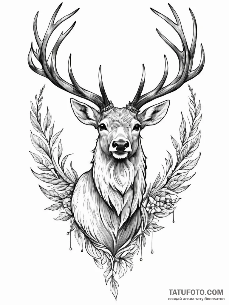 A peryton (winged stag) - эскиз тату (№1751689159_0, 05.07.2025 04:19) — Tatufoto.com