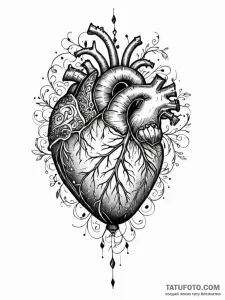 Hot air balloon shaped like an anatomical hea... - эскиз тату (№1751690100_0, 05.07.2025 04:35) — Tatufoto.com