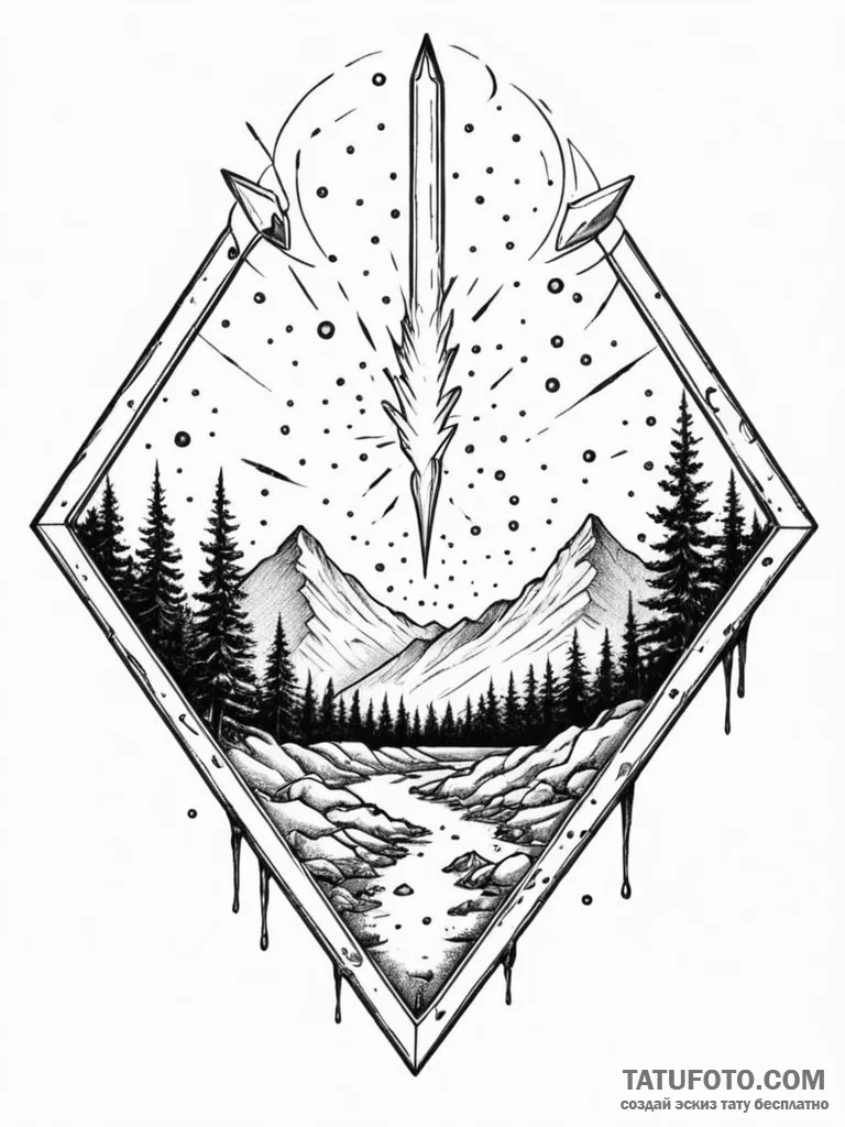 Meteor blade through spectral gate, concept a... - эскиз тату (№1751690610_0, 05.07.2025 04:43) — Tatufoto.com