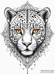 Leopard eyes burning bright, ink illustration... - эскиз тату (№1751690696_0, 05.07.2025 04:44) — Tatufoto.com