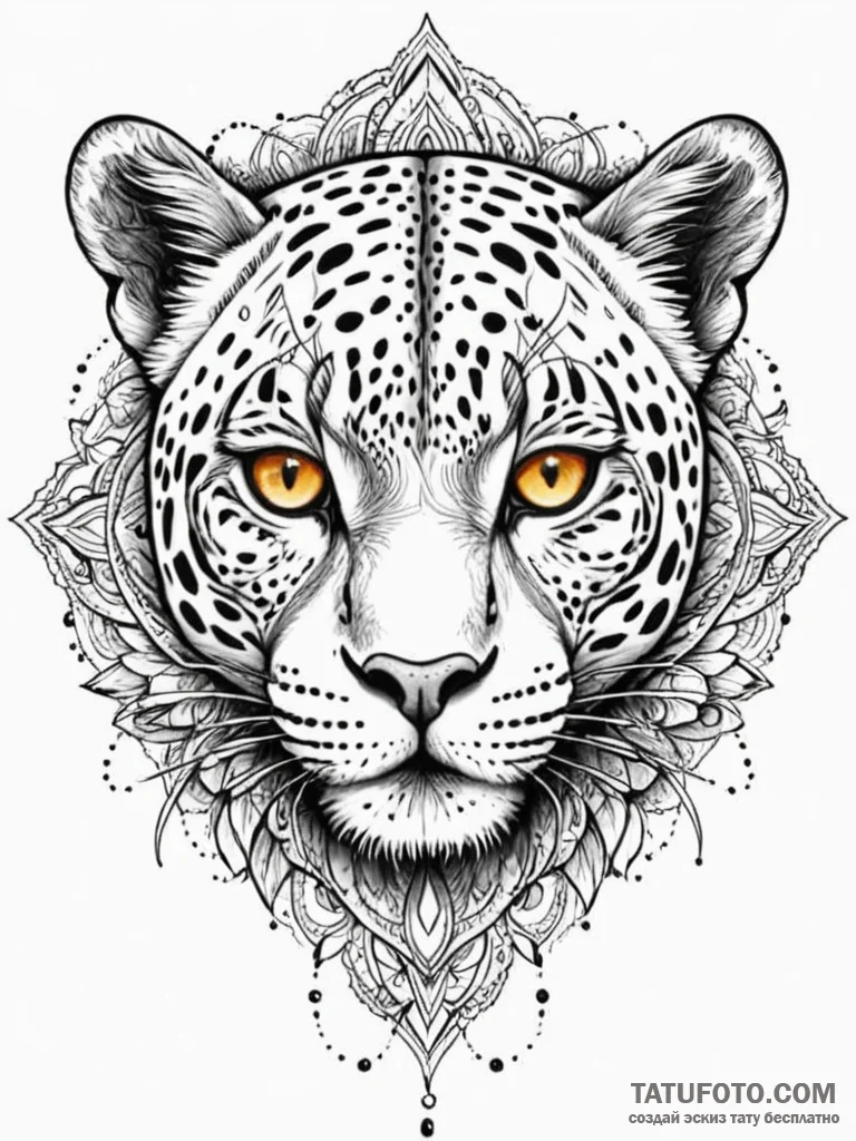 Leopard eyes burning bright, ink illustration... - эскиз тату (№1751690696_0, 05.07.2025 04:44) — Tatufoto.com
