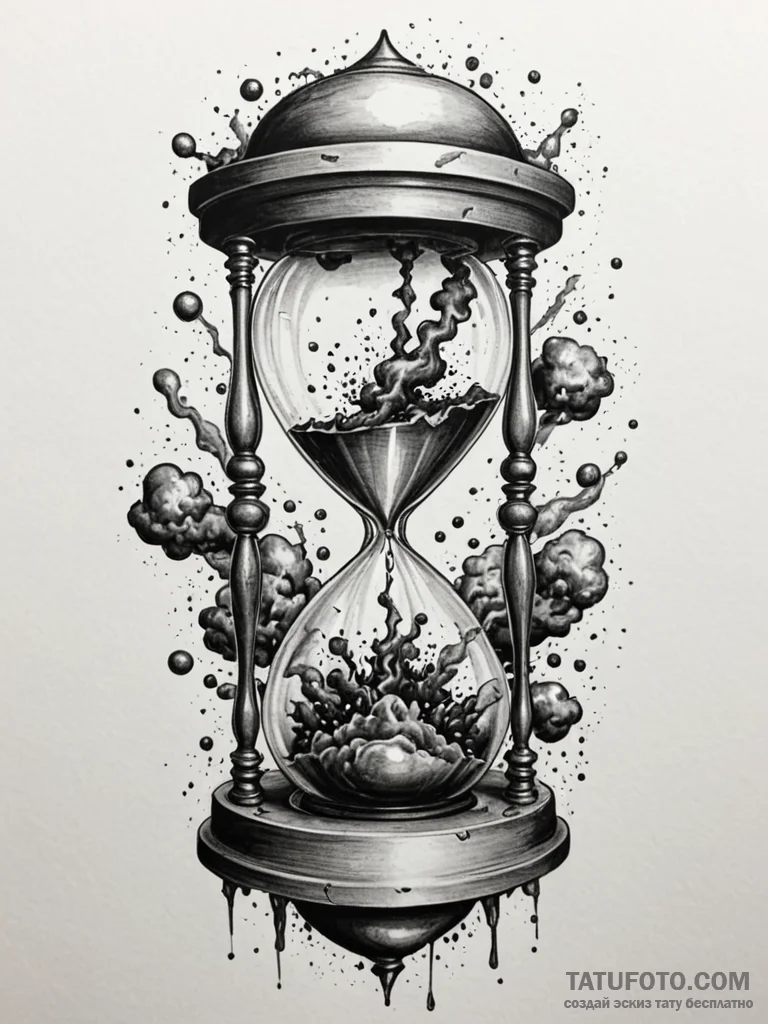 Atomic explosion in hourglass, concept art fo... - эскиз тату (№1751691123_0, 05.07.2025 04:52) — Tatufoto.com