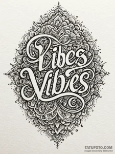 Word 'vibes' in a cool font, tattoo sketch de... - эскиз тату (№1751691298_0, 05.07.2025 04:54) — Tatufoto.com