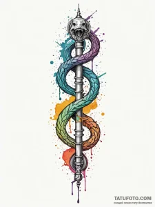 Spinal column morphing into a serpent, artist... - эскиз тату (№1751691653_0, 05.07.2025 05:00) — Tatufoto.com