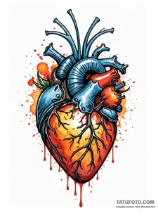 Anatomical heart as a cage with a bird inside... - эскиз тату (№1751691737_0, 05.07.2025 05:02) — Tatufoto.com