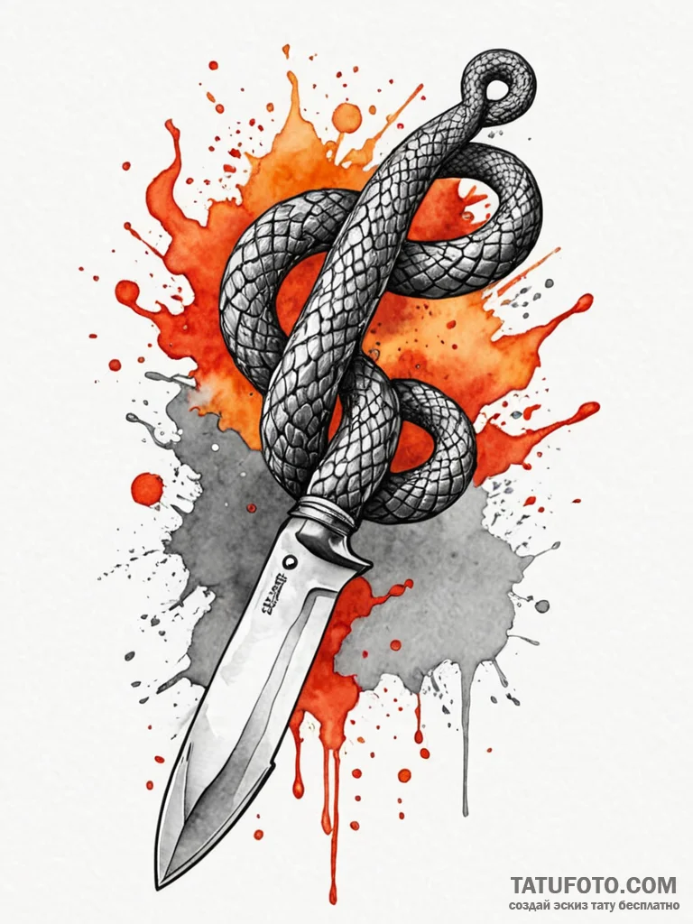 Kitchen cleaver with serpent hilt, concept ar... - эскиз тату (№1751691907_0, 05.07.2025 05:05) — Tatufoto.com