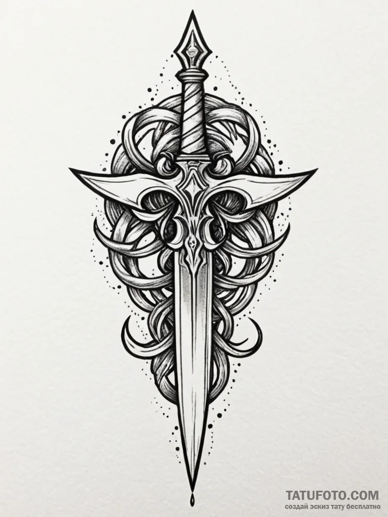 Kris dagger through spectral sigil, tattoo fl... - эскиз тату (№1751692713_0, 05.07.2025 05:18) — Tatufoto.com