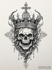 Scarlet flame devouring crown, ink illustrati... - эскиз тату (№1751692799_0, 05.07.2025 05:19) — Tatufoto.com