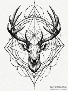 Molten crown pierced by antlers, tattoo line... - эскиз тату (№1751693060_0, 05.07.2025 05:24) — Tatufoto.com