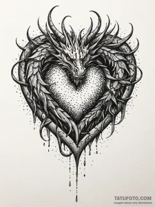 Dragonр р†р вђљрівђћсћs heart trapped in iron... - эскиз тату (№1751693146_0, 05.07.2025 05:25) — Tatufoto.com