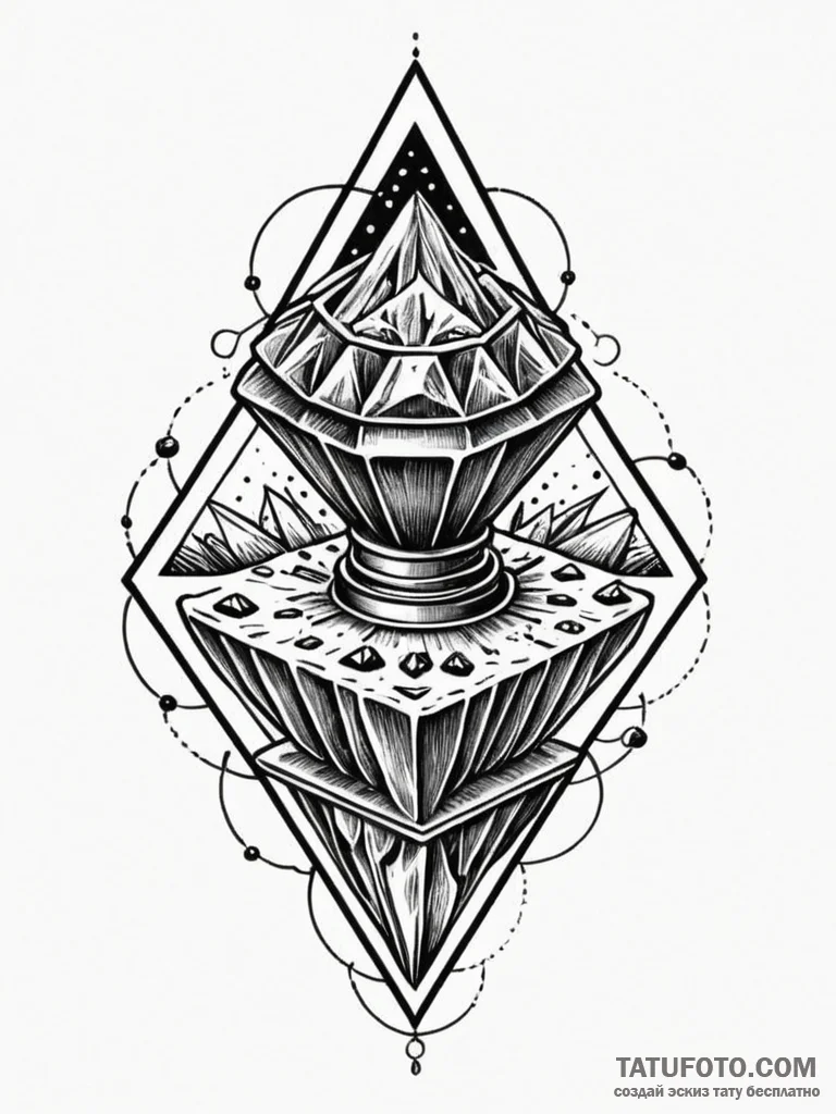 Hydraulic press crushing a diamond, tattoo li... - эскиз тату (№1751693787_0, 05.07.2025 05:36) — Tatufoto.com