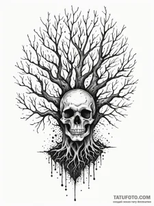 Keystone beneath bone roots, ink illustration... - эскиз тату (№1751694623_0, 05.07.2025 05:50) — Tatufoto.com