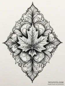 Maple, ink illustration for tattoo, on a clea... - эскиз тату (№1751694804_0, 05.07.2025 05:53) — Tatufoto.com