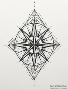 Wind rose, artistic tattoo sketch, dotwork ta... - эскиз тату (№1751695104_0, 05.07.2025 05:58) — Tatufoto.com