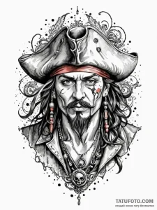Pirate, tattoo line art, clear image, sharp f... - эскиз тату (№1751695290_0, 05.07.2025 06:01) — Tatufoto.com