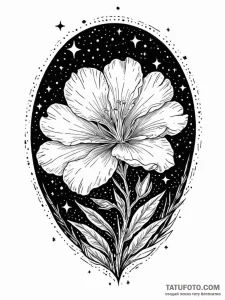 Evening primrose blooming under a starry sky,... - эскиз тату (№1751696617_0, 05.07.2025 06:23) — Tatufoto.com