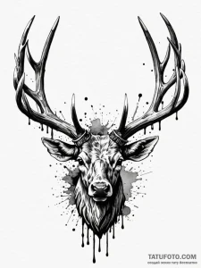 Blood crown forged from antlers, ink illustra... - эскиз тату (№1751696702_0, 05.07.2025 06:25) — Tatufoto.com