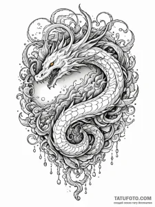 Leviathan rising from a stormy sea, tattoo li... - эскиз тату (№1751696873_0, 05.07.2025 06:27) — Tatufoto.com