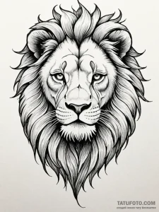 Ashen lion with skeletal mane, tattoo line ar... - эскиз тату (№1751697044_0, 05.07.2025 06:30) — Tatufoto.com