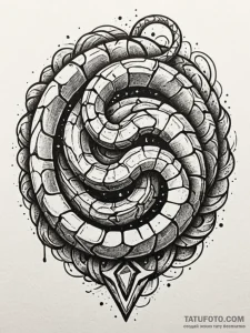 Runestone serpent spiraling through void, tat... - эскиз тату (№1751697298_0, 05.07.2025 06:34) — Tatufoto.com