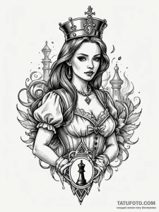 Chess queen made of translucent smoke, holdin... - эскиз тату (№1751697814_0, 05.07.2025 06:43) — Tatufoto.com