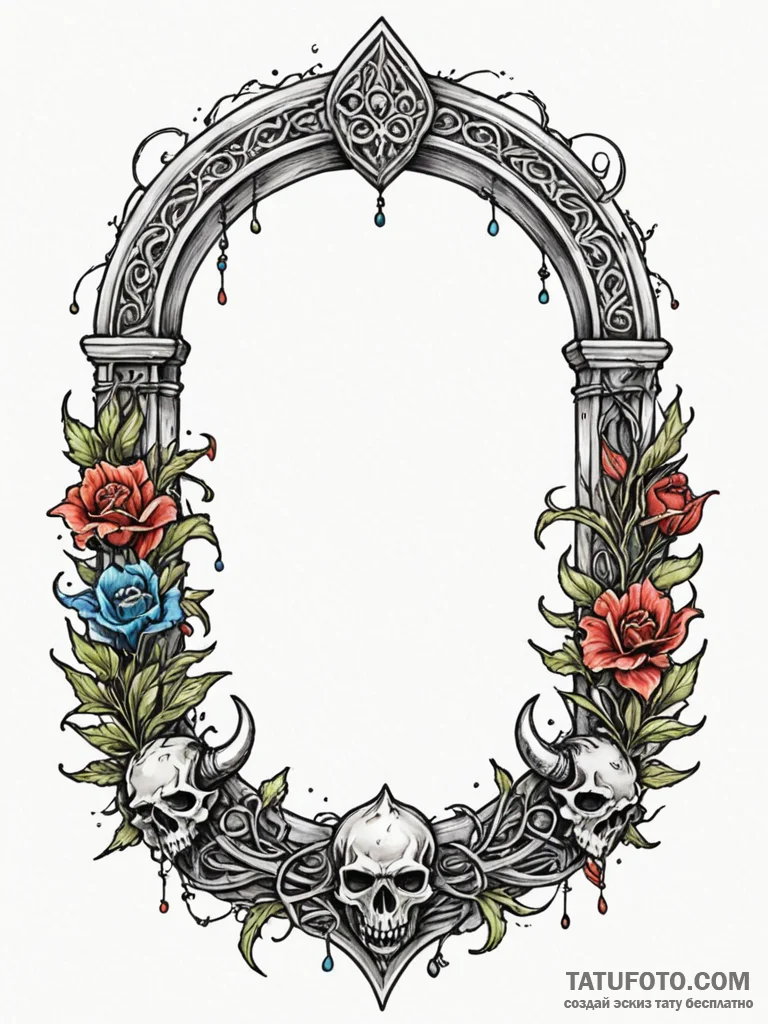 Orcish token beneath bone arch, concept art f... - эскиз тату (№1751698758_0, 05.07.2025 06:59) — Tatufoto.com