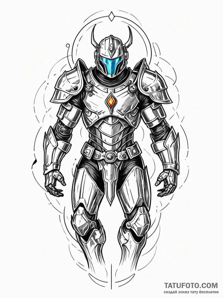 Atomic knight with energy shield, tattoo sket... - эскиз тату (№1751699106_0, 05.07.2025 07:05) — Tatufoto.com