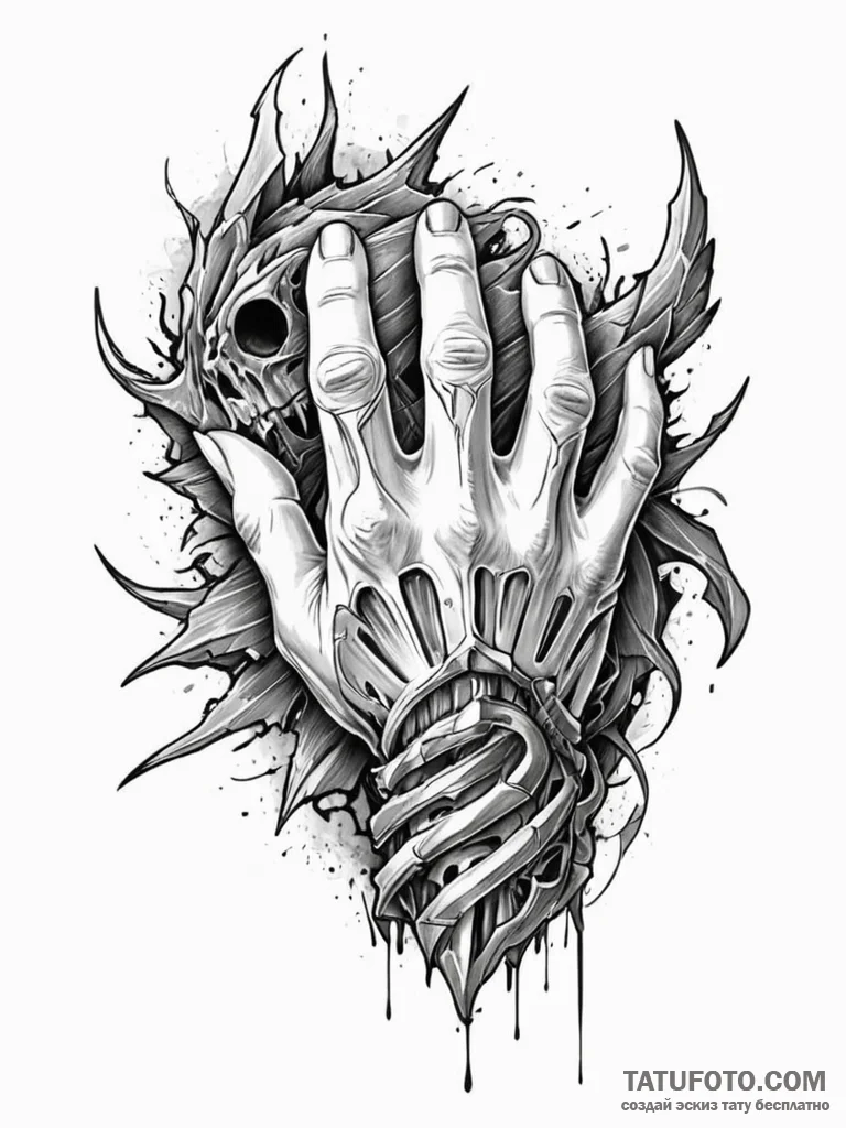 Talon clutching shattered relic, artistic tat... - эскиз тату (№1751699278_0, 05.07.2025 07:07) — Tatufoto.com