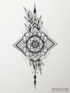 A detailed bamboo stalk, natural,, ink illust... - эскиз тату (№1751699709_0, 05.07.2025 07:15) — Tatufoto.com