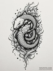 Koi serpent through shattered mirror, tattoo... - эскиз тату (№1751700226_0, 05.07.2025 07:23) — Tatufoto.com