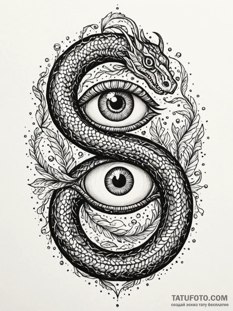 Black serpent with jeweled eyes, concept art... - эскиз тату (№1751700486_0, 05.07.2025 07:28) — Tatufoto.com