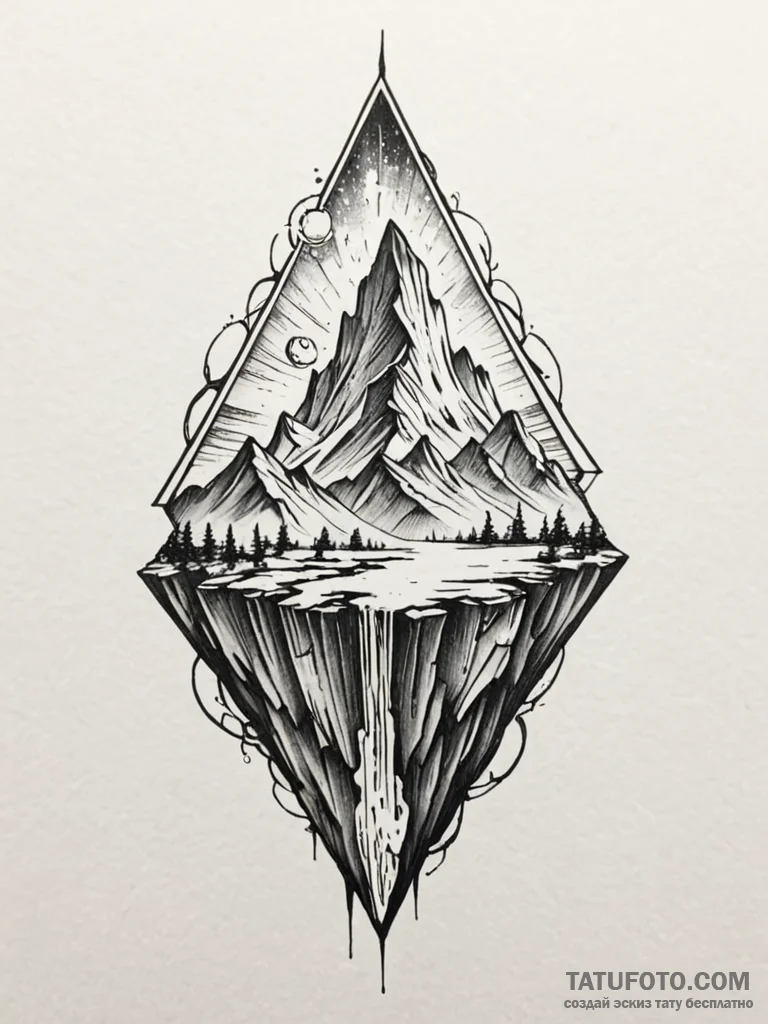 Glacial relic through shattered spire, tattoo... - эскиз тату (№1751701040_0, 05.07.2025 07:37) — Tatufoto.com