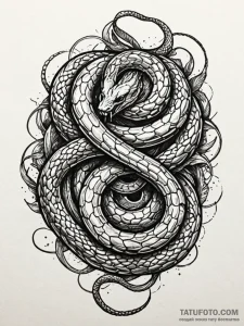 Knot of serpents devouring themselves, artist... - эскиз тату (№1751701473_0, 05.07.2025 07:44) — Tatufoto.com