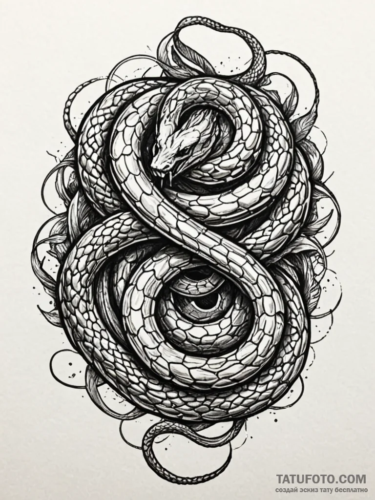Knot of serpents devouring themselves, artist... - эскиз тату (№1751701473_0, 05.07.2025 07:44) — Tatufoto.com