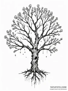 Nebula blossom beneath bone tree, concept art... - эскиз тату (№1751701562_0, 05.07.2025 07:46) — Tatufoto.com