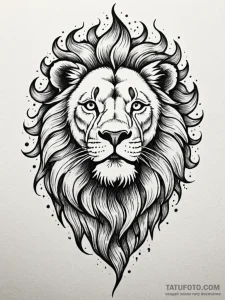 Lion with a mane of fire and smoke, tattoo fl... - эскиз тату (№1751701647_0, 05.07.2025 07:47) — Tatufoto.com
