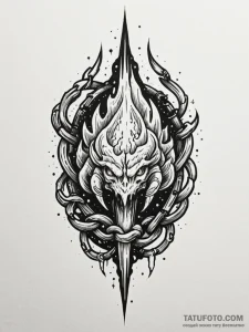 Meteor claw wrapped in chains, tattoo sketch... - эскиз тату (№1751702347_0, 05.07.2025 07:59) — Tatufoto.com