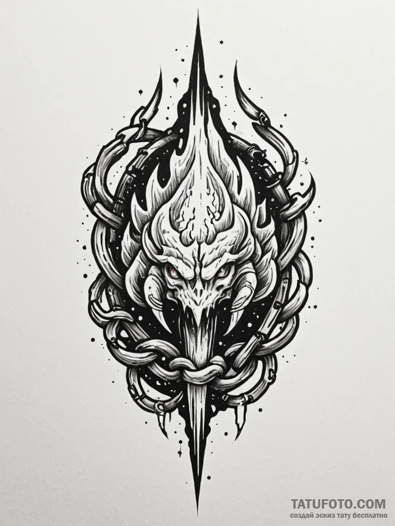 Meteor claw wrapped in chains, tattoo sketch... - эскиз тату (№1751702347_0, 05.07.2025 07:59) — Tatufoto.com