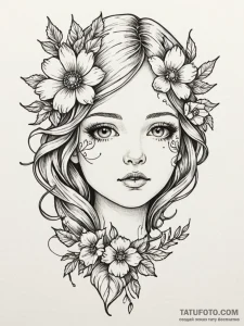Cracked porcelain doll face with a single, pe... - эскиз тату (№1751702861_0, 05.07.2025 08:07) — Tatufoto.com