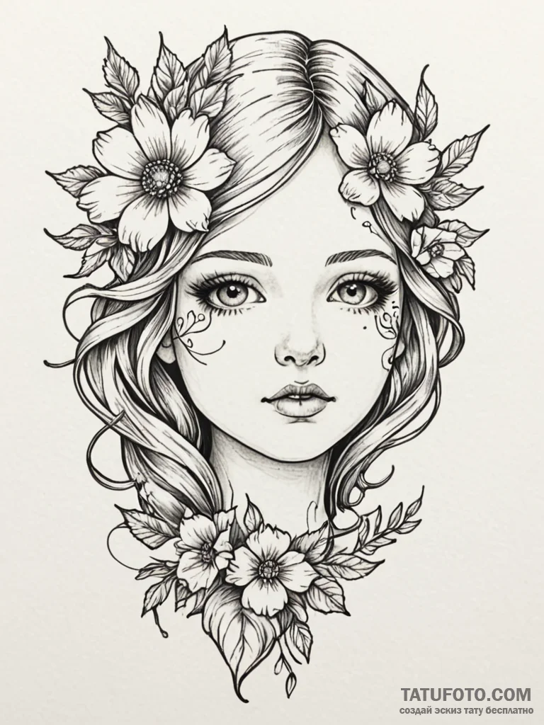 Cracked porcelain doll face with a single, pe... - эскиз тату (№1751702861_0, 05.07.2025 08:07) — Tatufoto.com